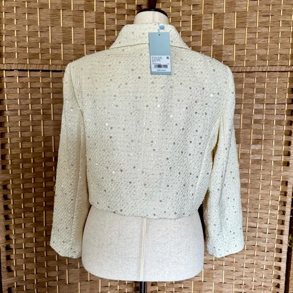 NWT butter yellow Antonio Melani Rita tweed jacket 14 - Picture 7 of 13